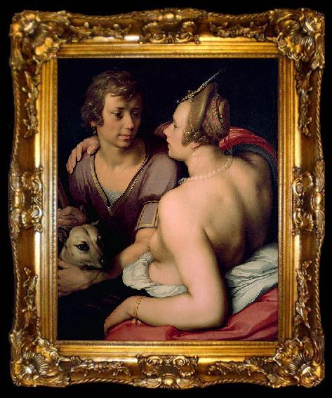 framed  Cornelisz van Haarlem Venus and Adonis as lovers, ta009-2
